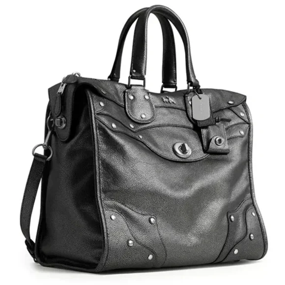 COACH Rhyder 33 Satchel in Metallic Leather - Picture 4 of 11